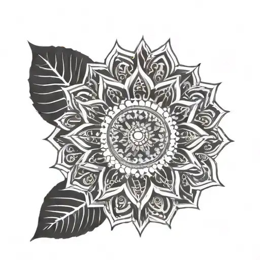 Sunburst mandala with minimalist sun tattoo design idea