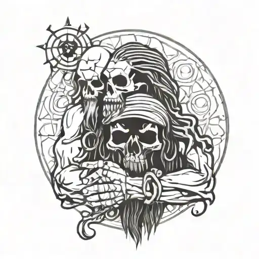 aghori with skull in hand holding each other hand holding tattoo design idea