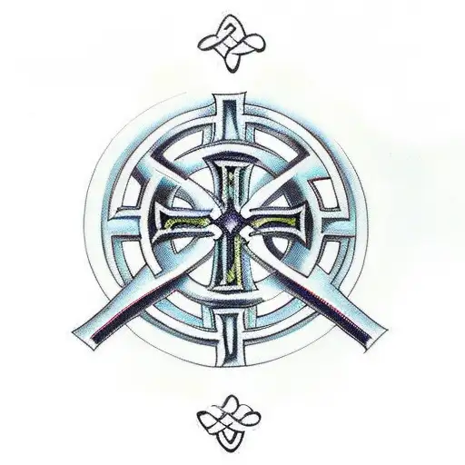 Celtic cross with initials J.E.R and date 1/17/2000 - 11/6/3033 tattoo design idea