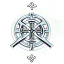 Celtic cross with initials J.E.R and date 1/17/2000 - 11/6/3033 tattoo design idea