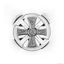 Celtic cross with initials J.E.R and date 1/17/2000 - 11/6/3033 tattoo design idea