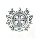 Celtic cross with initials J.E.R and date 1/17/2000 - 11/6/3033 tattoo design idea