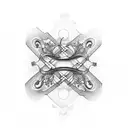 Infinity symbol with the names Stefan and Anni as well as flowers and music notes tattoo design idea