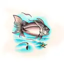 fish dead on beach tattoo design idea