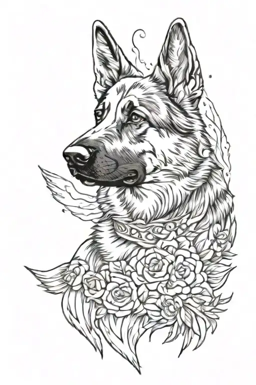 German shepherd protect  tattoo design idea