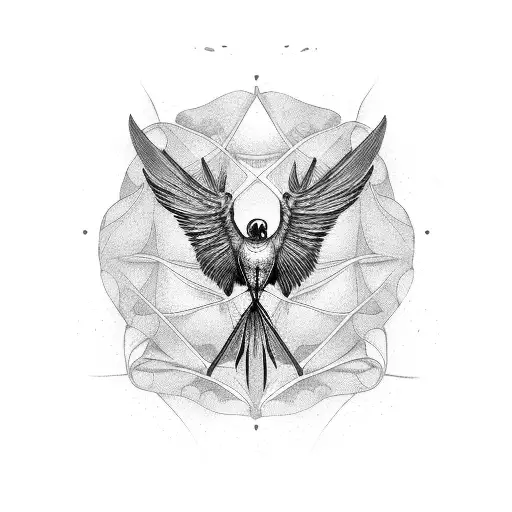 bird skeleton tattoo design idea