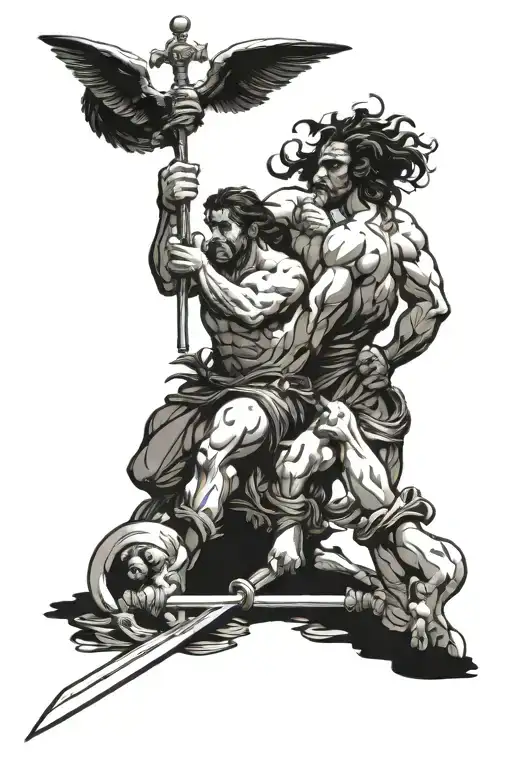 Cain and Abel style tattoo tattoo design idea