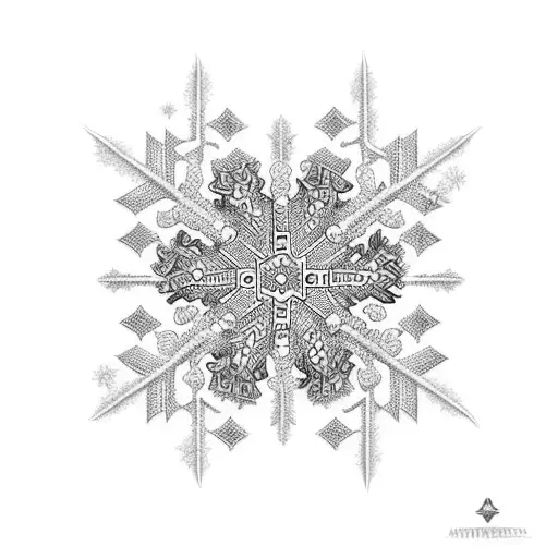 Medical cross with snowflakes tattoo design idea