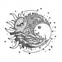Sun and Moon tattoo design idea