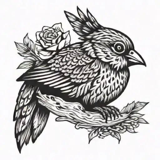 sparrow with a hare's head  tattoo design idea