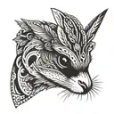 sparrow with a hare's head  tattoo design idea