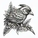 sparrow with a hare's head  tattoo design idea