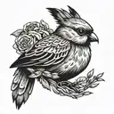 sparrow with a hare's head  tattoo design idea