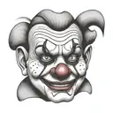 clown face trying to smile while hiding tears tattoo design idea