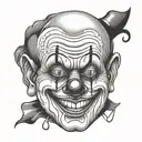 clown face trying to smile while hiding tears tattoo design idea
