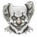 clown face trying to smile while hiding tears tattoo design idea