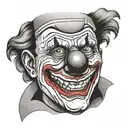 clown face trying to smile while hiding tears tattoo design idea