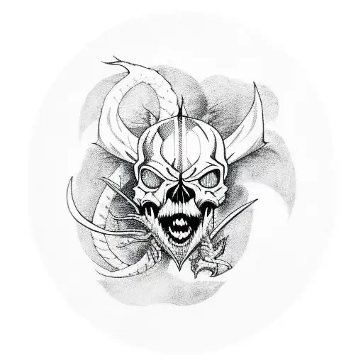 dragon slayer form berserek and a skull tattoo design idea