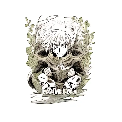 dragon slayer form berserek and a skull tattoo design idea