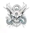 dragon slayer form berserek and a skull tattoo design idea