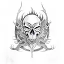 dragon slayer form berserek and a skull tattoo design idea