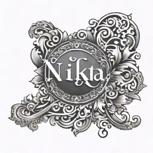 Name Nikita in marathi language logo combined tattoo design idea