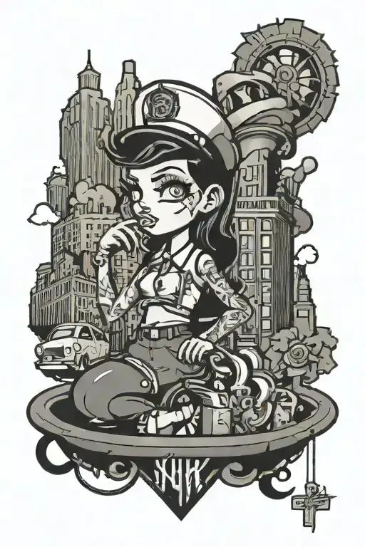 cartoon New York City   tattoo design idea