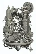 cartoon New York City   tattoo design idea