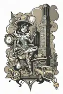 cartoon New York City   tattoo design idea