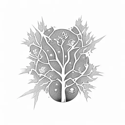 Tree of Life, half sleeve over chest and shoulders, dogs, psychedelics tattoo design idea