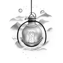 A glowing lantern illuminating a path leading to a poem written in waves tattoo design idea