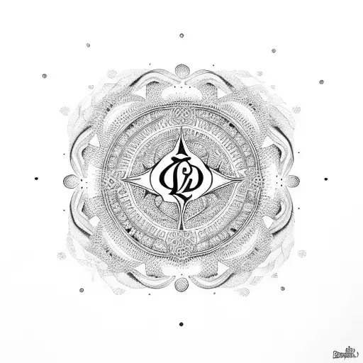 A dotwork mandala design with the initials 'TSM' at the center, symbolizing the bond between siblings tattoo design idea