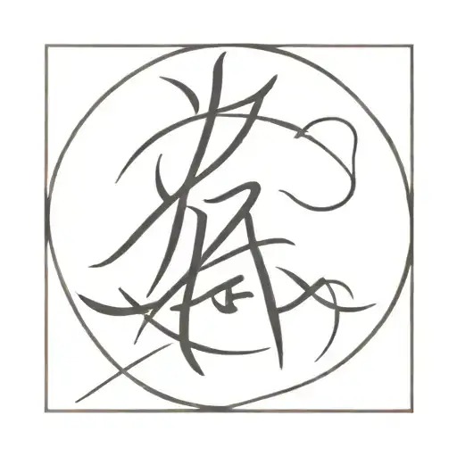  火の精霊 - Minimalist Writing "Fire spirit" in Japanese with a minimalist line art symbol  tattoo design idea