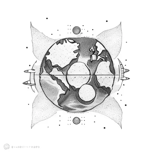 the planet earth hold by two hands tattoo design idea
