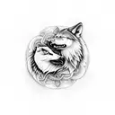 A majestic wolf and eagle intertwined in a yin-yang symbol tattoo design idea