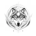 A majestic wolf and eagle intertwined in a yin-yang symbol tattoo design idea