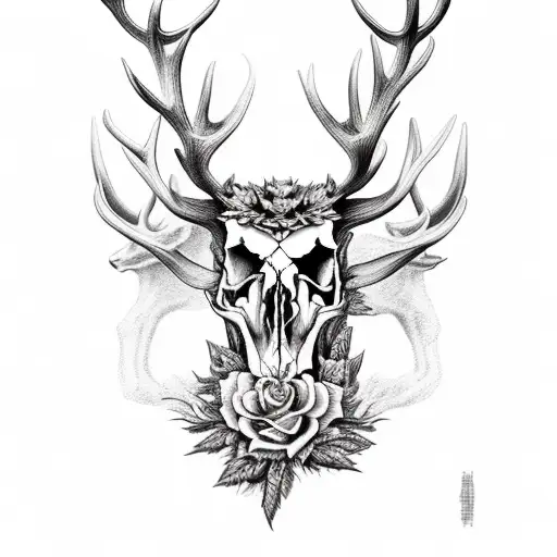 stag skull tattoo design idea