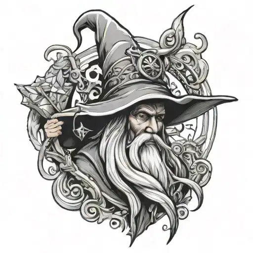 fantasy wizard tattoo design idea