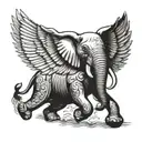 elephant with eagle wings tattoo design idea