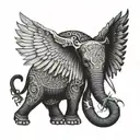 elephant with eagle wings tattoo design idea
