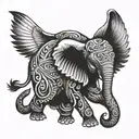 elephant with eagle wings tattoo design idea