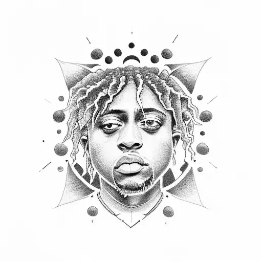 A dotwork tattoo inspired by Juice Wrld's music and the psychology of emotions tattoo design idea