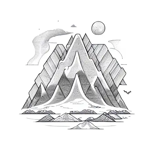 heart beat  turned into mountain range tattoo design idea