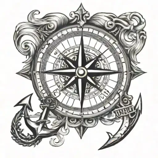 compass and anchor under, in the anchor put Georgia tattoo design idea
