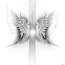 angel wings with date 2-08-15  tattoo design idea