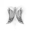 angel wings with date 2-08-15  tattoo design idea