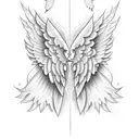angel wings with date 2-08-15  tattoo design idea