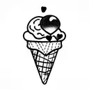 ice cream with hearts tattoo design idea