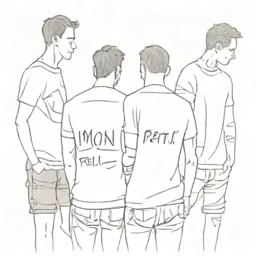 Group of male friends, making reference to the name "Mon Petit", that studie all together symbolizing tattoo design idea