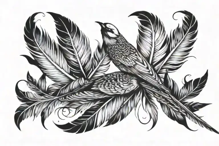 birds feathers falling tattoo design idea